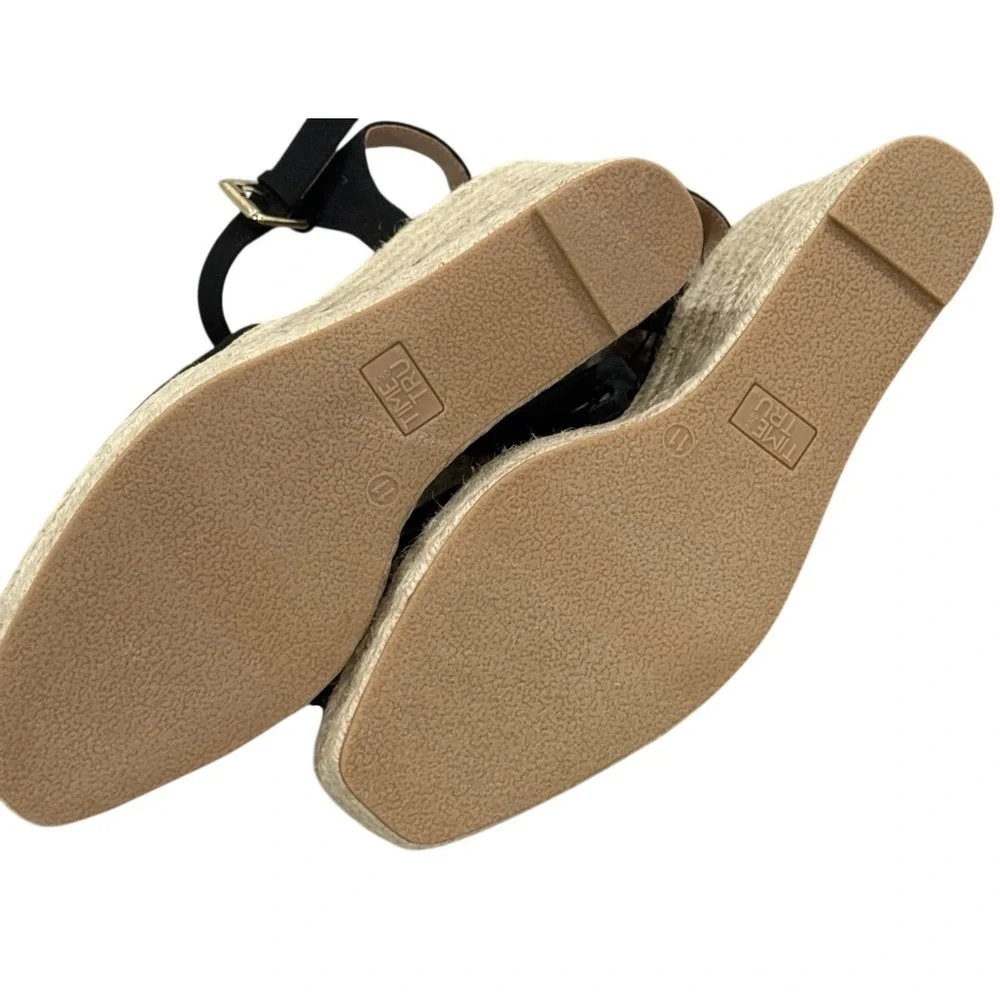 Time and Tru Espadrille‎ Wedge Sandals Black Size 11